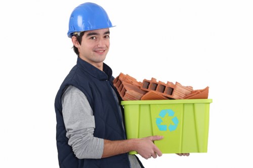 Commercial waste removal team in action